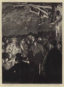 De Landbouwstaking, de Nachtvergadering van Landarbeiders in Wellesbourne, Warwickshire